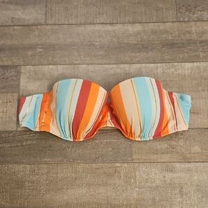 Striped Strapless Bikini Top - Multicolor